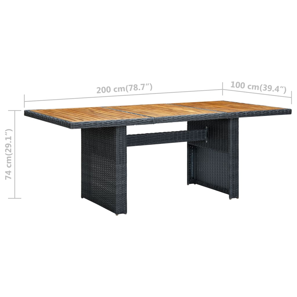 Tuintafel Poly Rattan En Massief Acaciahout Donkergrijs en bruin