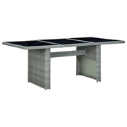 Tuintafel 200x100x74 cm poly rattan gehard glas lichtgrijs