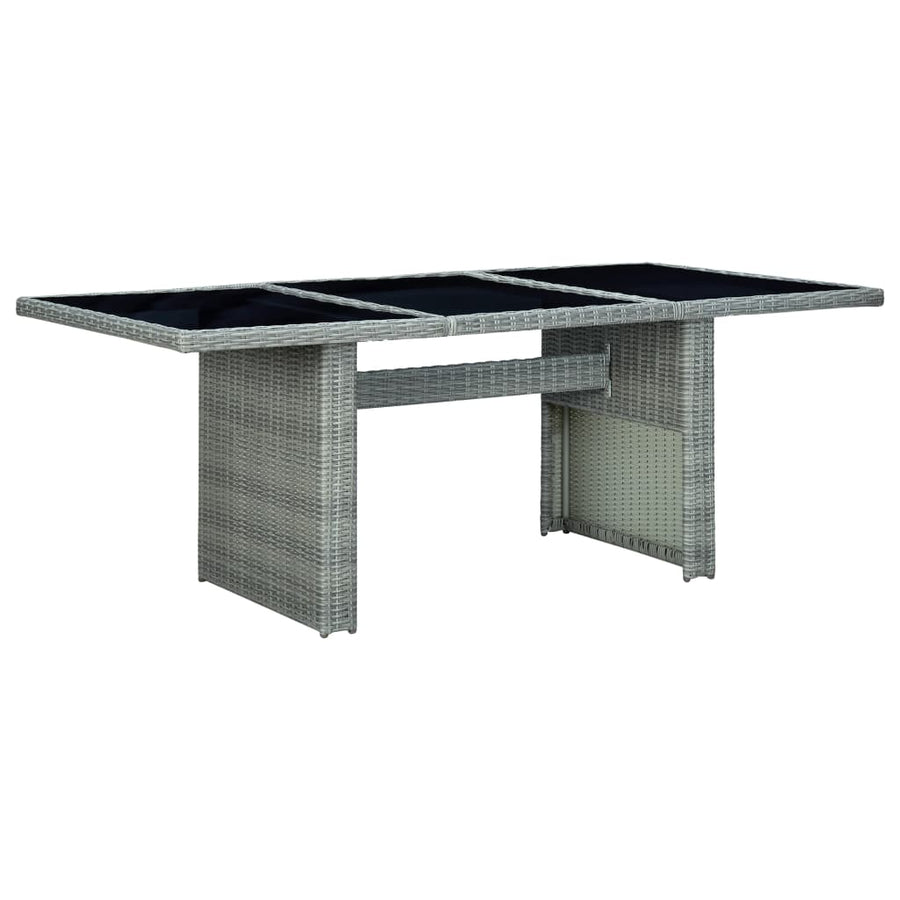 Tuintafel Poly Rattan En Gehard Glas Lichtgrijs light grey and black