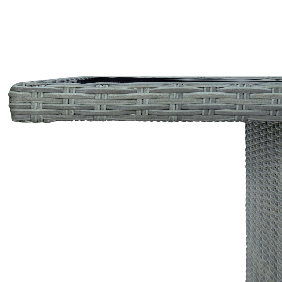 Tuintafel Poly Rattan En Gehard Glas Lichtgrijs light grey and black