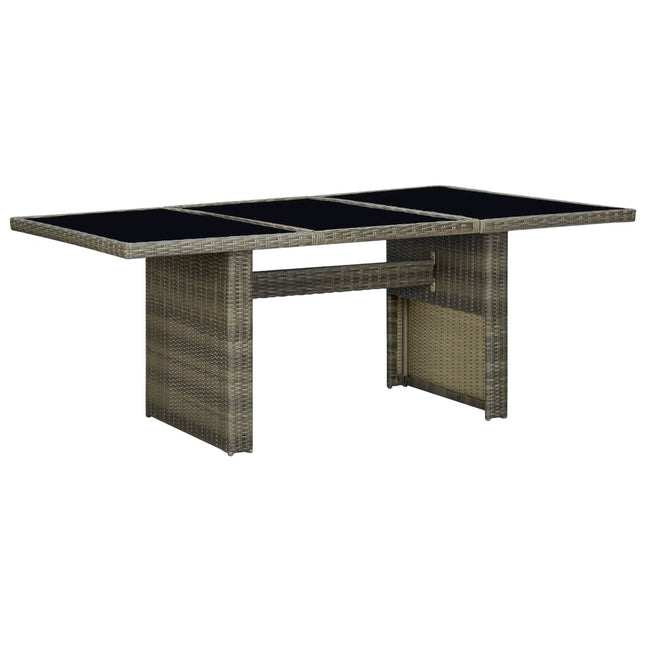 Tuintafel Poly Rattan En Gehard Glas Bruin en zwart