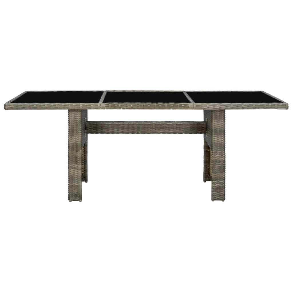 Tuintafel Poly Rattan En Gehard Glas Bruin en zwart