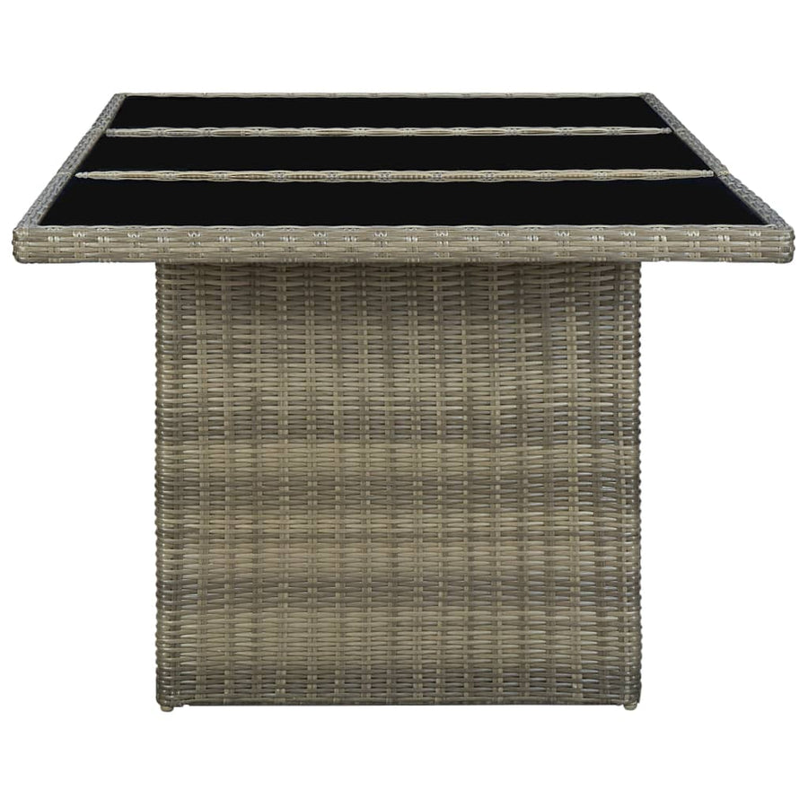 Tuintafel Poly Rattan En Gehard Glas Bruin en zwart