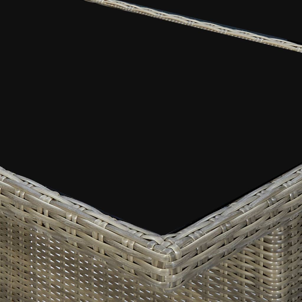 Tuintafel Poly Rattan En Gehard Glas Bruin en zwart
