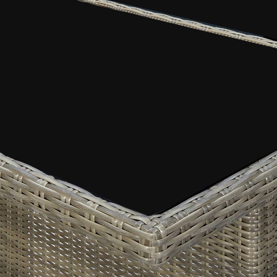 Tuintafel Poly Rattan En Gehard Glas Bruin en zwart
