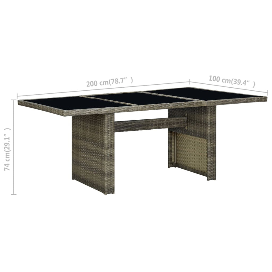 Tuintafel Poly Rattan En Gehard Glas Bruin en zwart