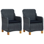 Tuinstoelen 2 st poly rattan donkergrijs met kussens