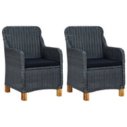 Tuinstoelen 2 st poly rattan donkergrijs met kussens
