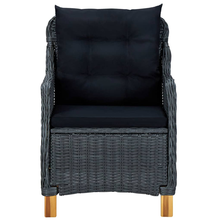 Tuinstoelen Met Kussens Poly Rattan Donkergrijs Met zitkussen + rugkussen