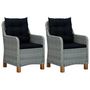 Tuinstoelen 2 stuks poly rattan lichtgrijs met kussens 62x65x92 cm