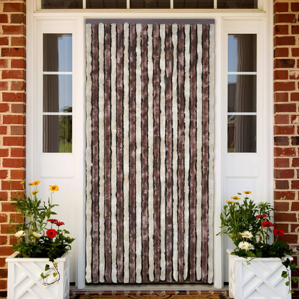 Vliegengordijn 56x200 cm chenille beige en lichtbruin 56 x 200 cm Beige en lichtbruin