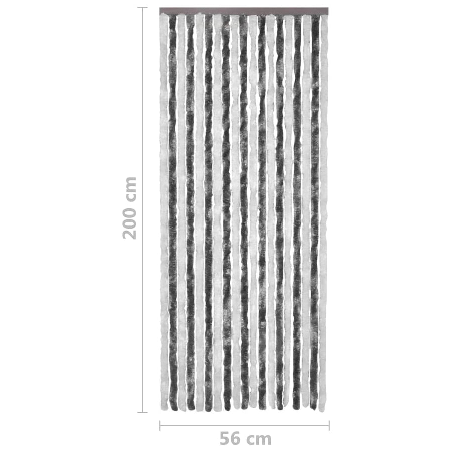 Vliegengordijn 56x200 cm chenille grijs en wit 56 x 200 cm Grijs en wit