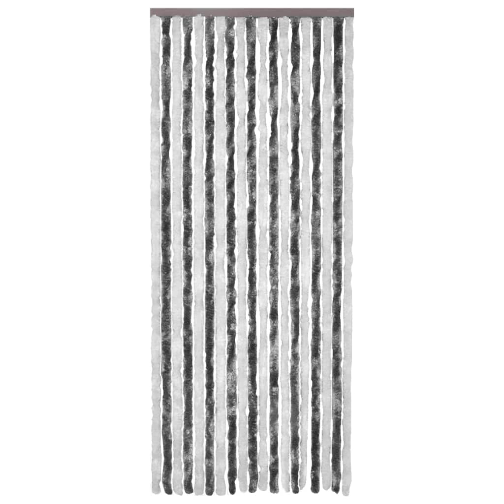 Vliegengordijn 90x200 cm chenille grijs en wit 90 x 200 cm Grijs en wit
