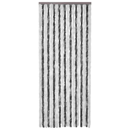 Vliegengordijn 90x200 cm chenille grijs en wit 90 x 200 cm Grijs en wit