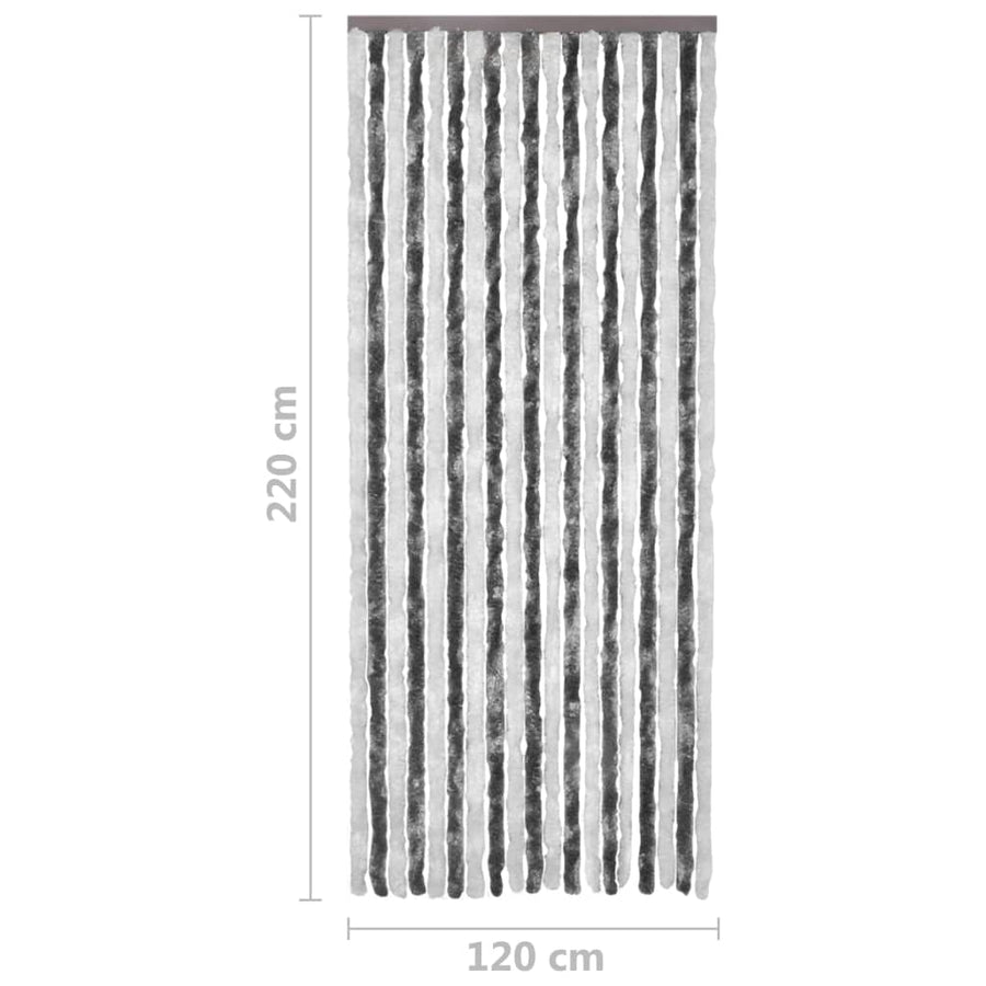 Vliegengordijn 120x220 cm chenille grijs en wit 120 x 220 cm Grijs en wit