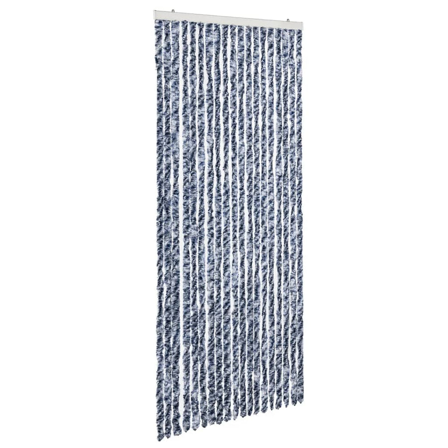 Vliegengordijn 56X200 Cm Chenille Blauw En Wit Grijs En Wit