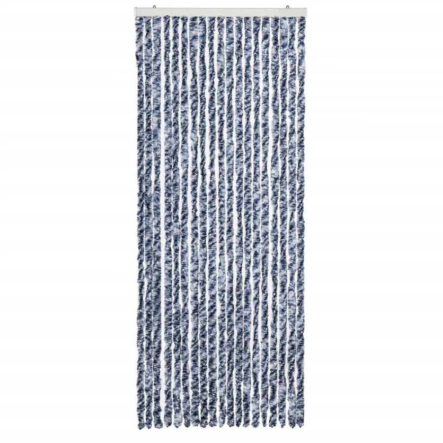 Vliegengordijn 56X200 Cm Chenille Blauw En Wit Grijs En Wit