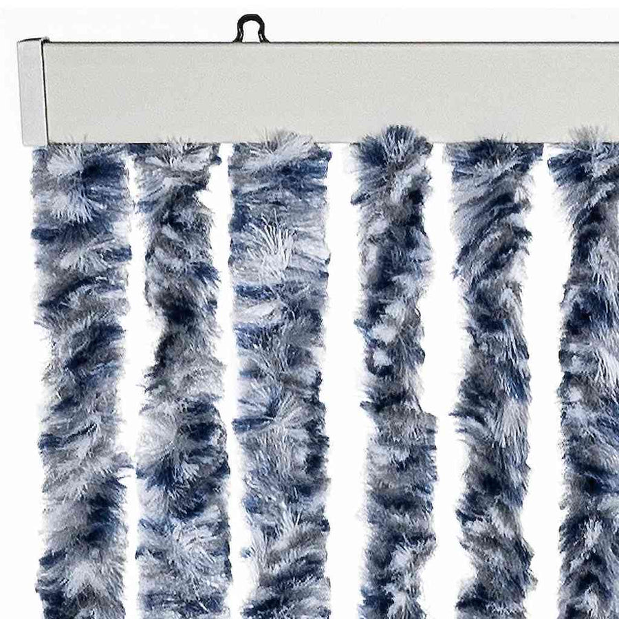 Vliegengordijn 56X200 Cm Chenille Blauw En Wit Grijs En Wit