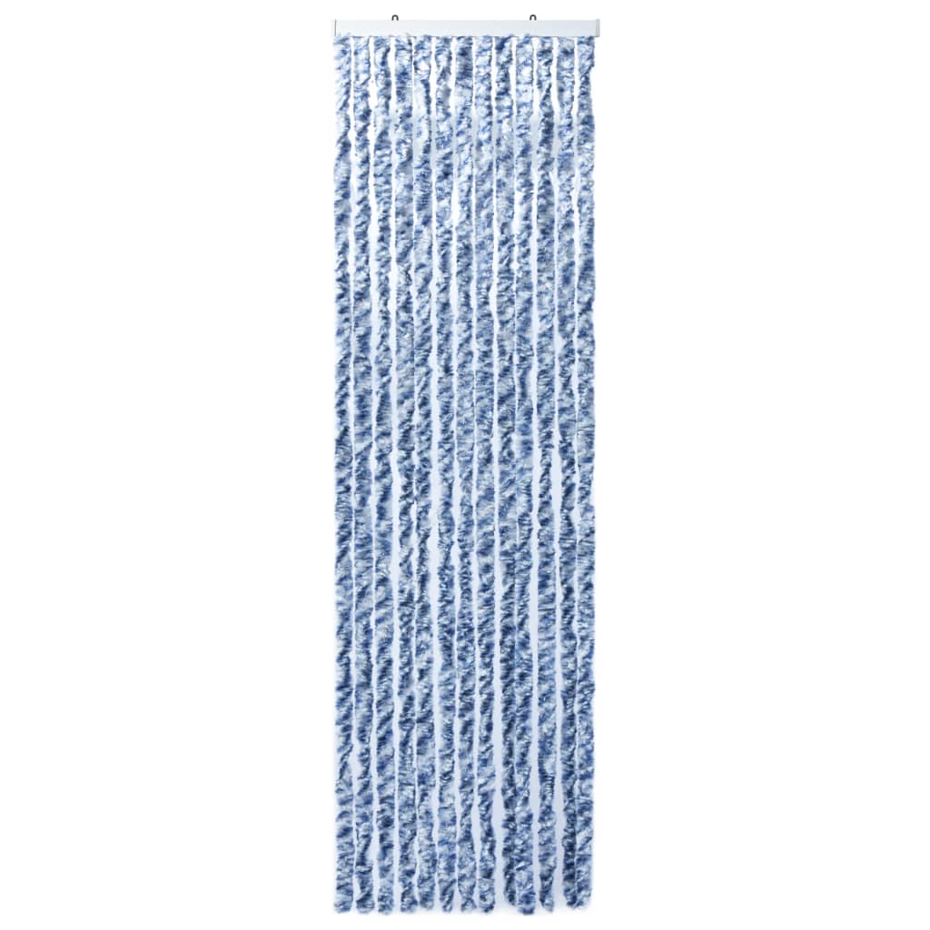 Vliegengordijn 90x200 cm chenille blauw en wit 90 x 200 cm Blauw en wit