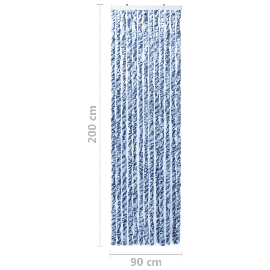 Vliegengordijn 90x200 cm chenille blauw en wit 90 x 200 cm Blauw en wit