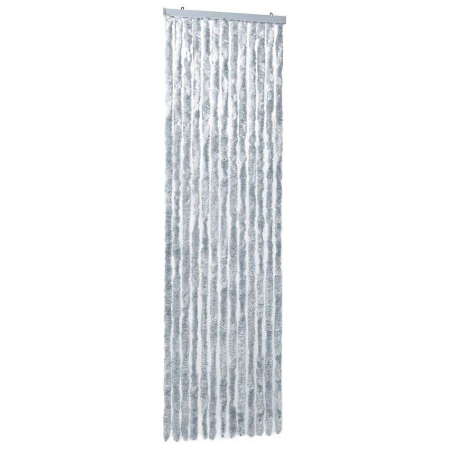 Vliegengordijn 56x200 cm chenille wit en grijs 56 x 200 cm Wit en grijs