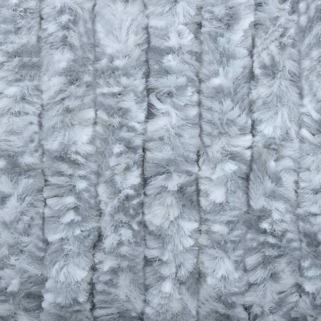 Vliegengordijn 56x200 cm chenille wit en grijs 56 x 200 cm Wit en grijs