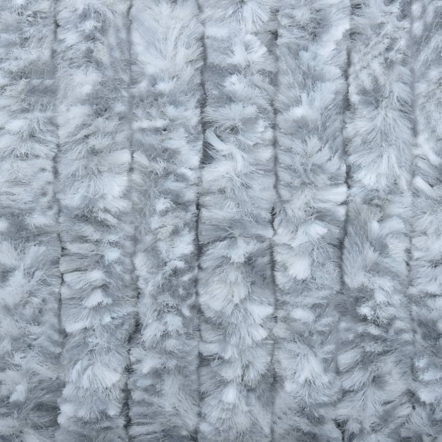 Vliegengordijn 56x200 cm chenille wit en grijs 56 x 200 cm Wit en grijs