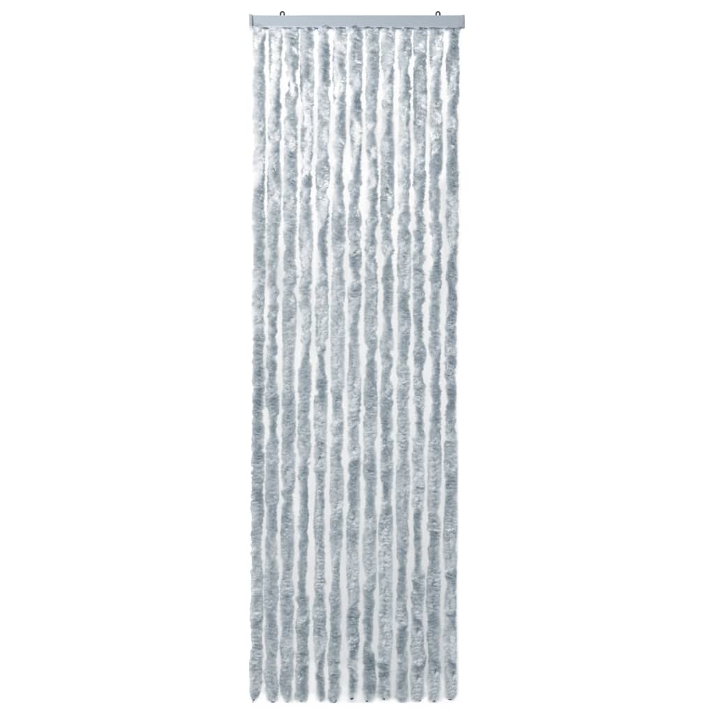 Vliegengordijn 90x200 cm chenille wit en grijs 90 x 200 cm Wit en grijs