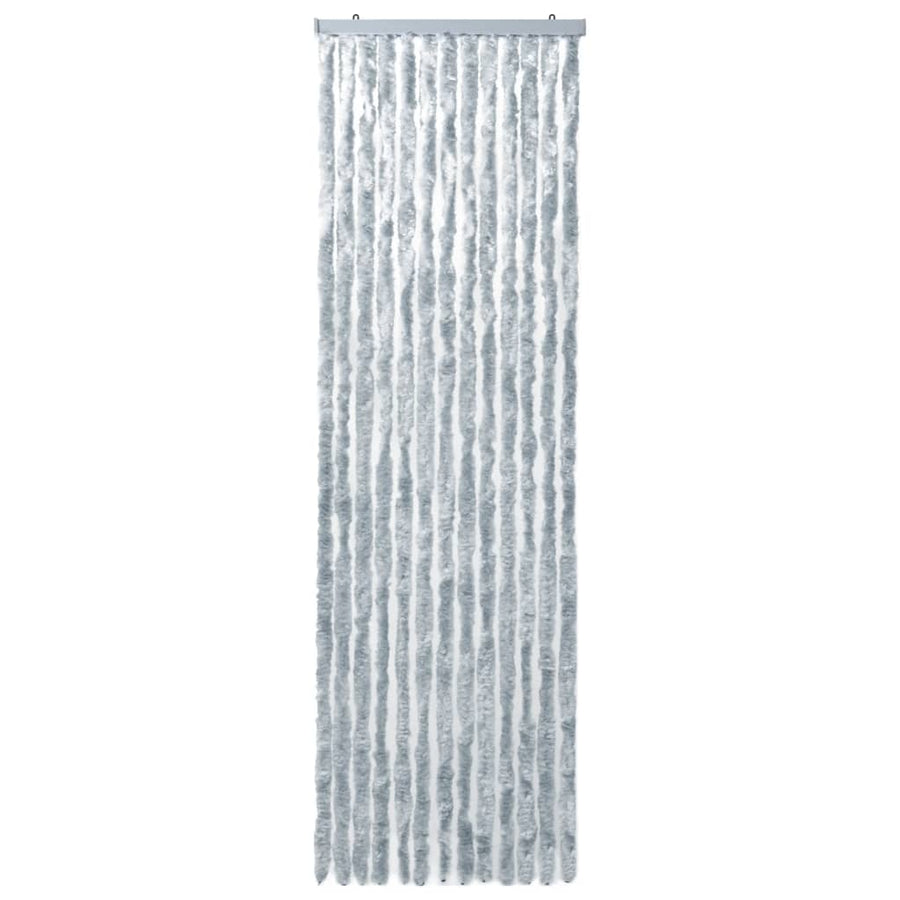 Vliegengordijn 90x200 cm chenille wit en grijs 90 x 200 cm Wit en grijs