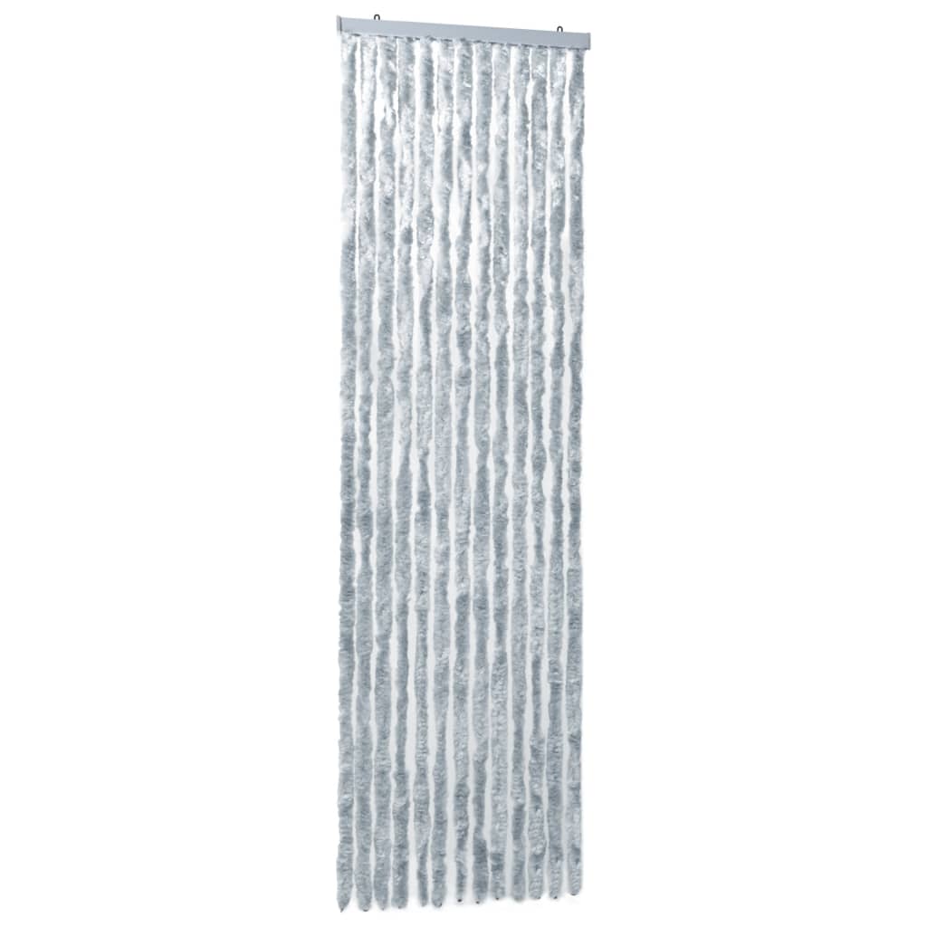 Vliegengordijn 90x200 cm chenille wit en grijs 90 x 200 cm Wit en grijs
