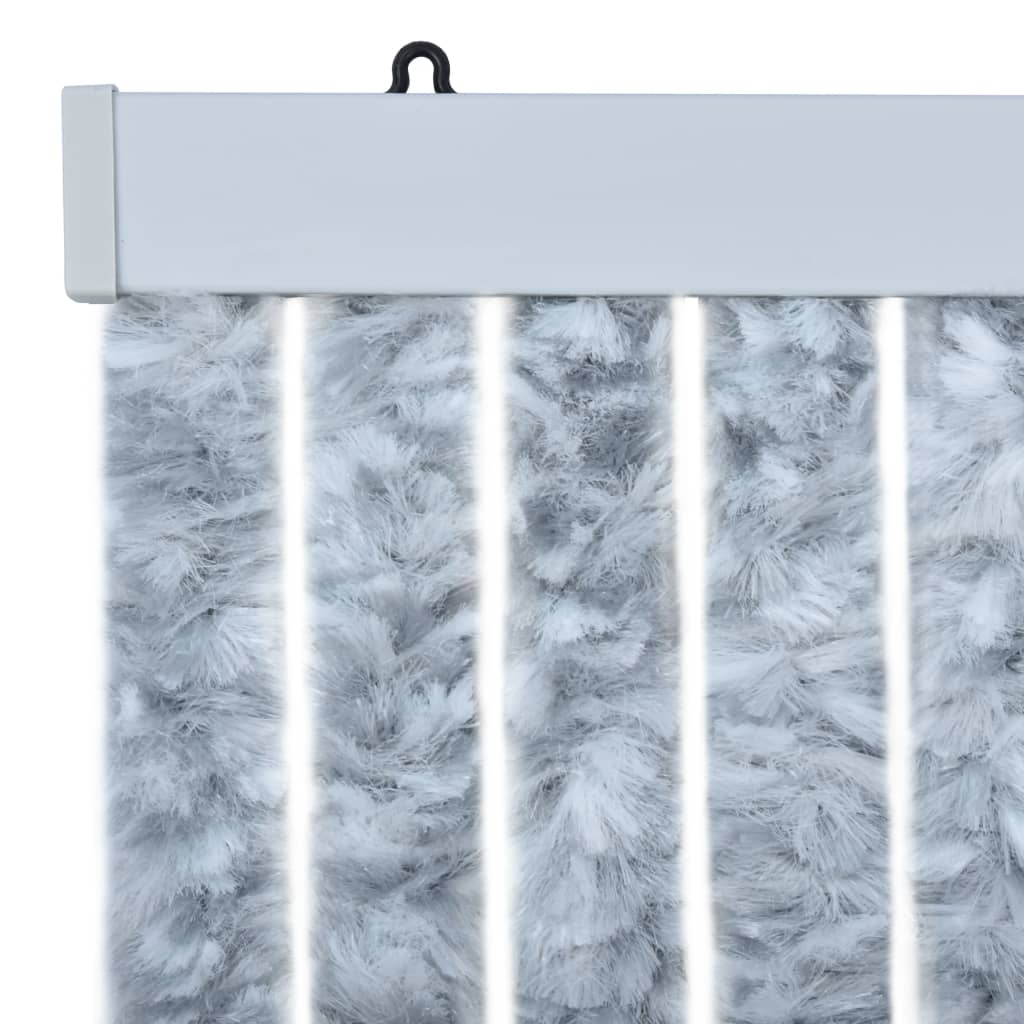 Vliegengordijn 90x200 cm chenille wit en grijs 90 x 200 cm Wit en grijs