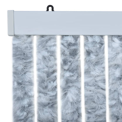 Vliegengordijn 90x200 cm chenille wit en grijs 90 x 200 cm Wit en grijs