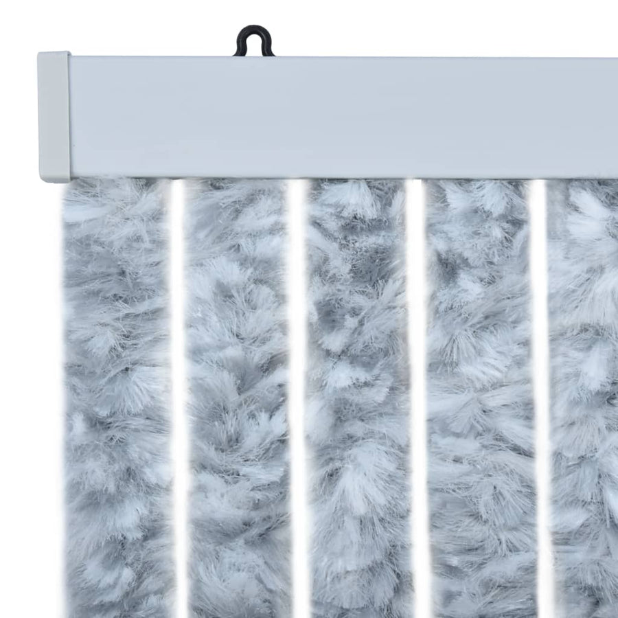 Vliegengordijn 90x200 cm chenille wit en grijs 90 x 200 cm Wit en grijs