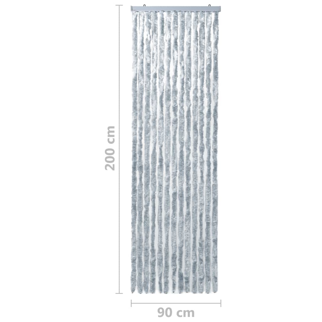 Vliegengordijn 90x200 cm chenille wit en grijs 90 x 200 cm Wit en grijs