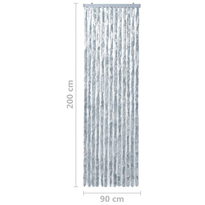 Vliegengordijn 90x200 cm chenille wit en grijs 90 x 200 cm Wit en grijs