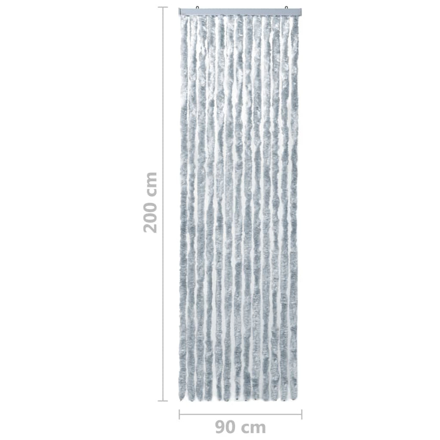 Vliegengordijn 90x200 cm chenille wit en grijs 90 x 200 cm Wit en grijs