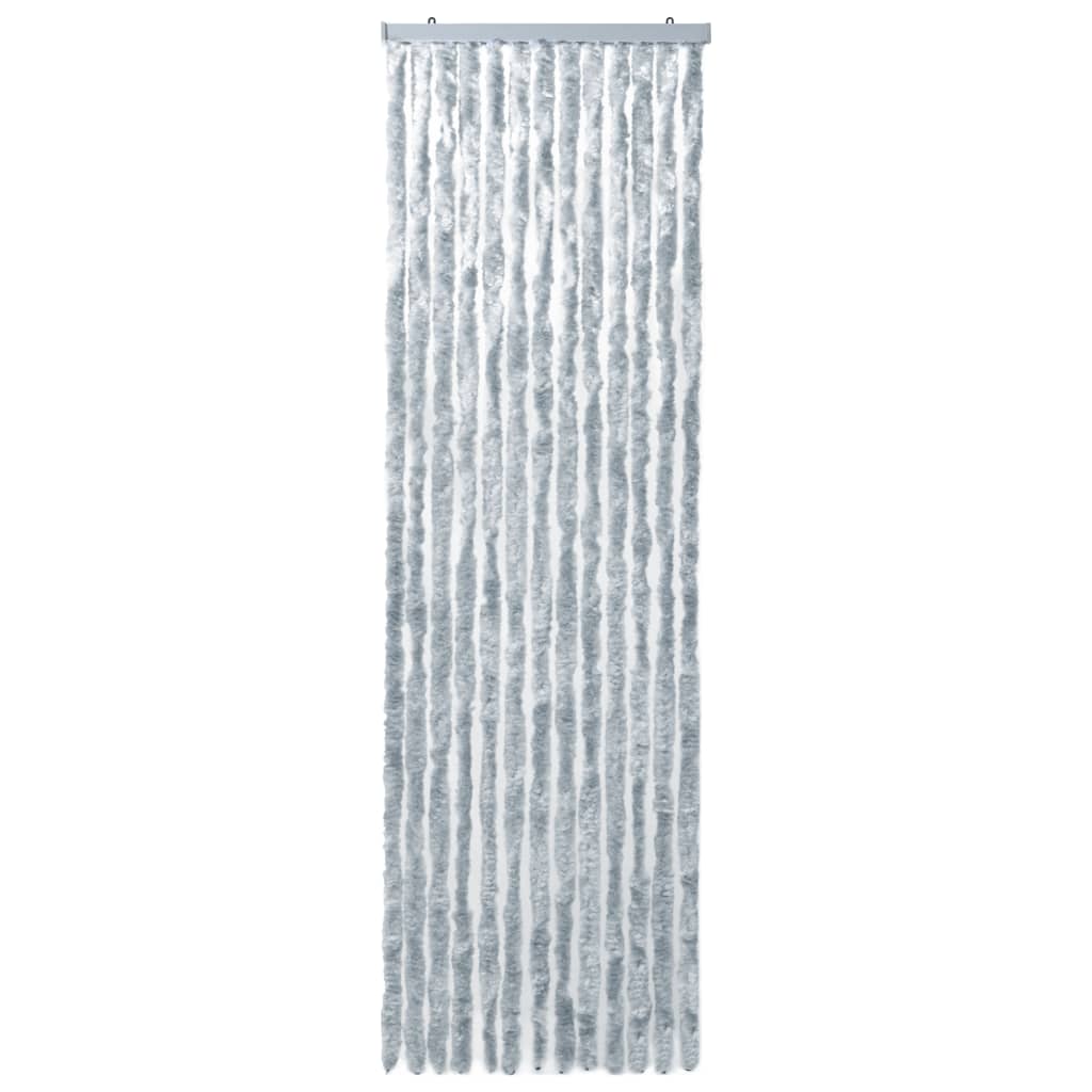Vliegengordijn 120x220 cm chenille wit en grijs 120 x 220 cm Wit en grijs