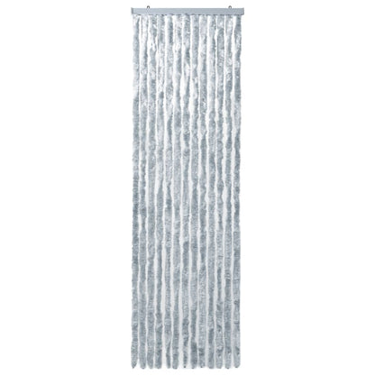 Vliegengordijn 120x220 cm chenille wit en grijs 120 x 220 cm Wit en grijs
