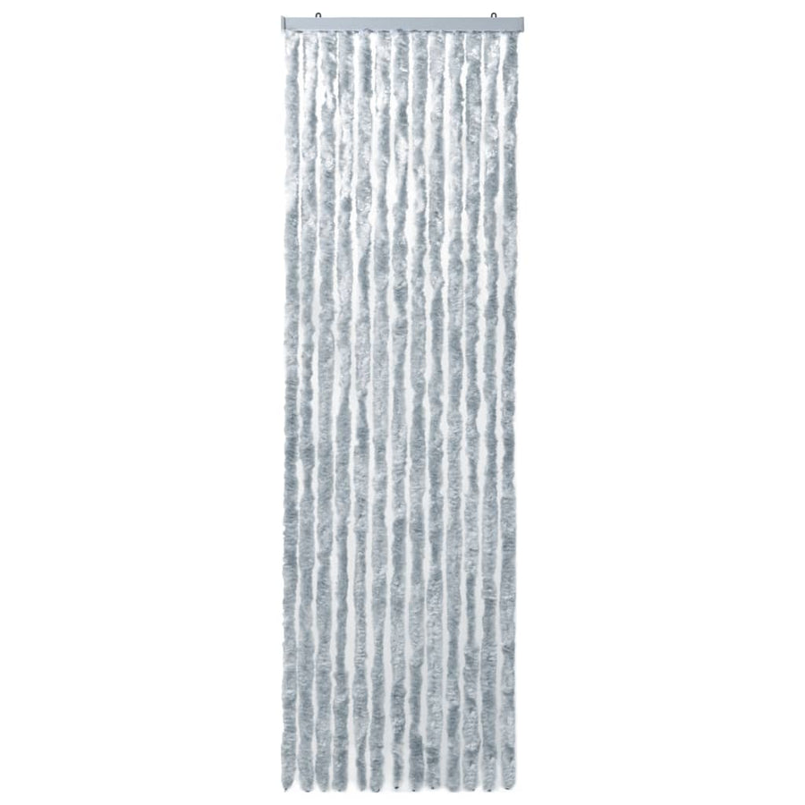 Vliegengordijn 120x220 cm chenille wit en grijs 120 x 220 cm Wit en grijs