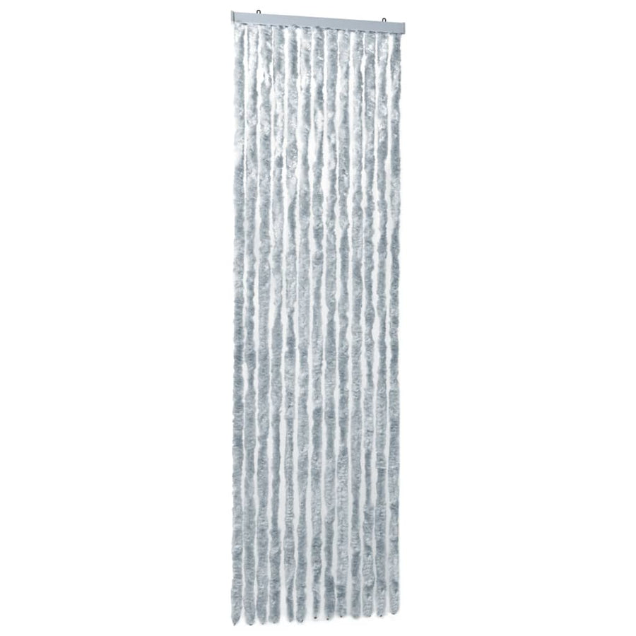 Vliegengordijn 120x220 cm chenille wit en grijs 120 x 220 cm Wit en grijs