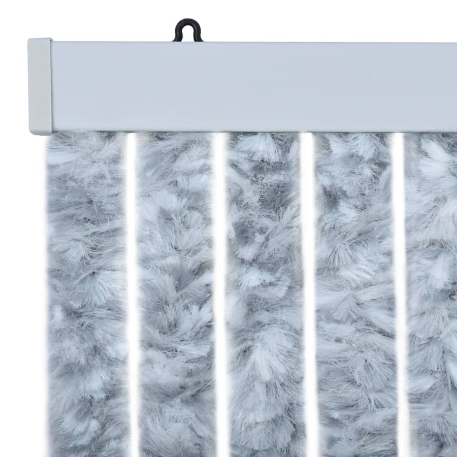 Vliegengordijn 120x220 cm chenille wit en grijs 120 x 220 cm Wit en grijs