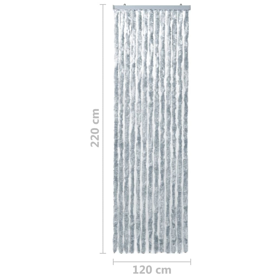 Vliegengordijn 120x220 cm chenille wit en grijs 120 x 220 cm Wit en grijs