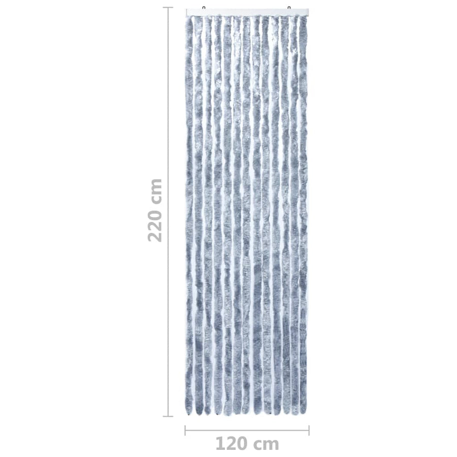Vliegengordijn 120x220 cm chenille zilverkleurig 120 x 220 cm Zilver