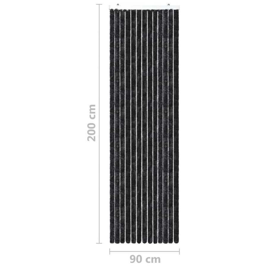 Vliegengordijn 90x200 cm chenille antraciet 90 x 200 cm Antraciet
