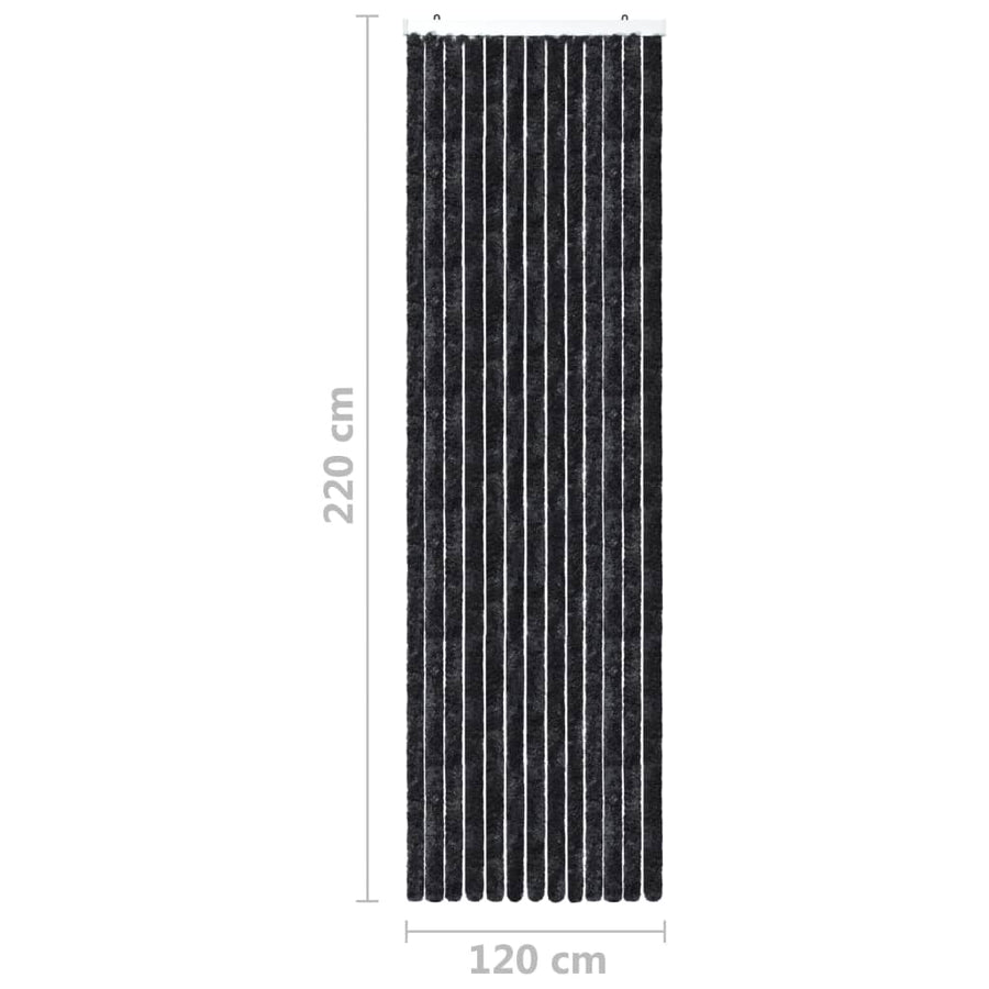 Vliegengordijn 120x220 cm chenille antraciet 120 x 220 cm Antraciet