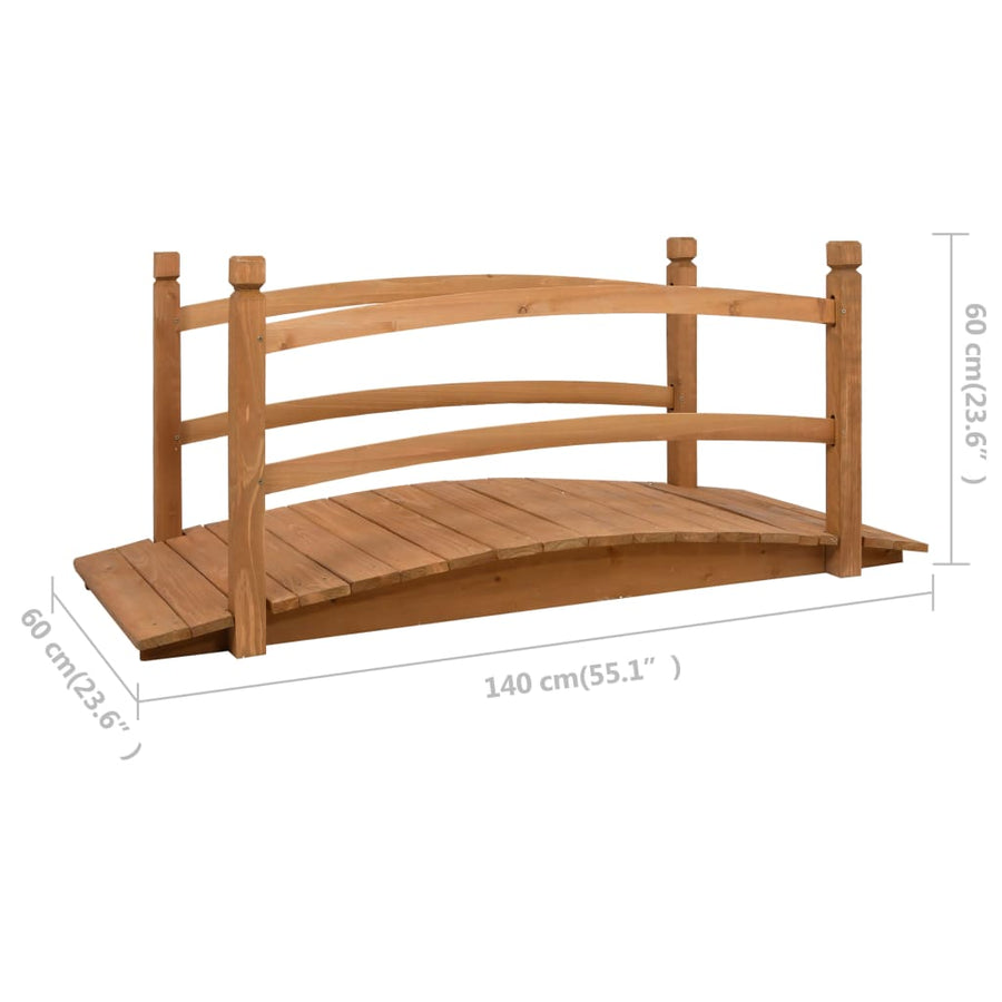 Tuinbrug 140X60X60 Cm Massief Vurenhout Zwart