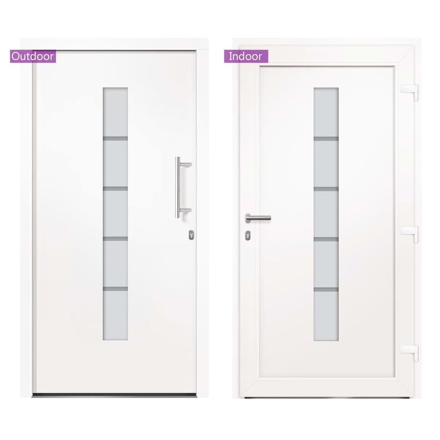 Voordeur 100x210 cm aluminium en PVC wit 1 100 x 210 cm Wit