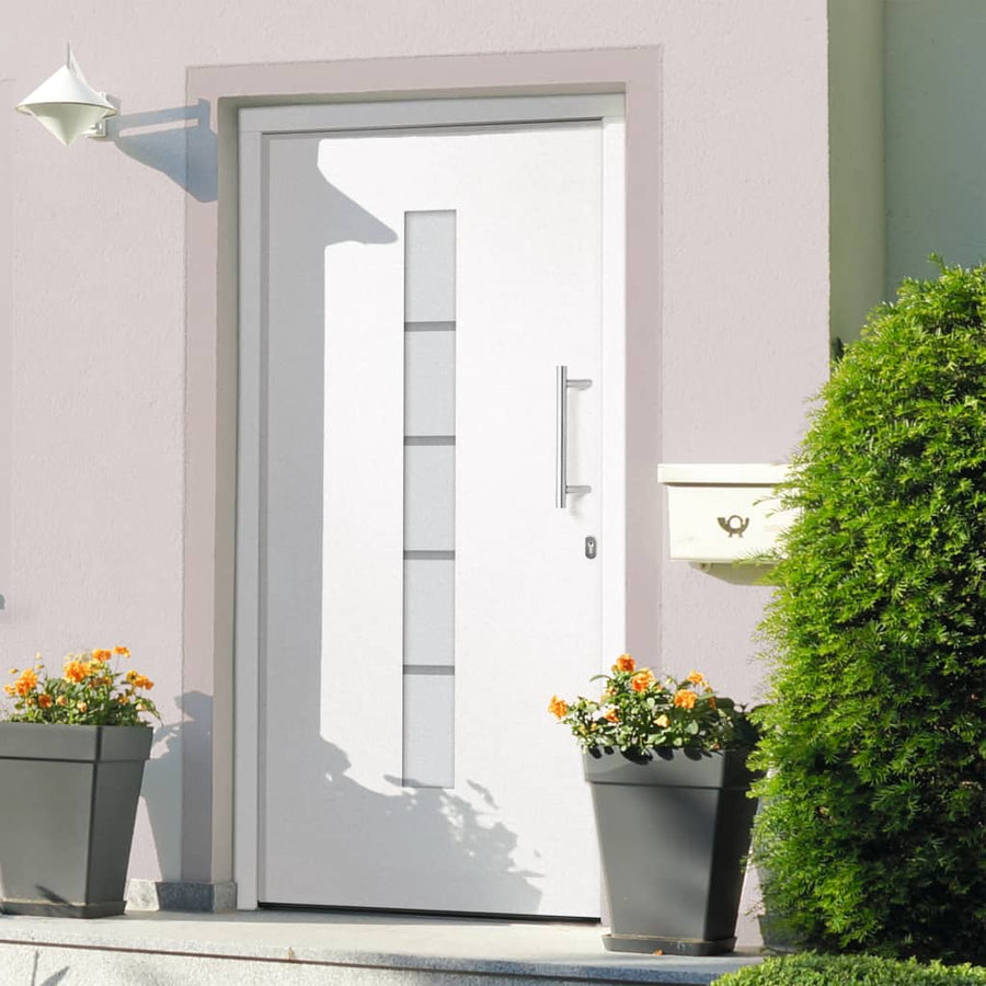 Voordeur 100x210 cm aluminium en PVC wit 1 100 x 210 cm Wit