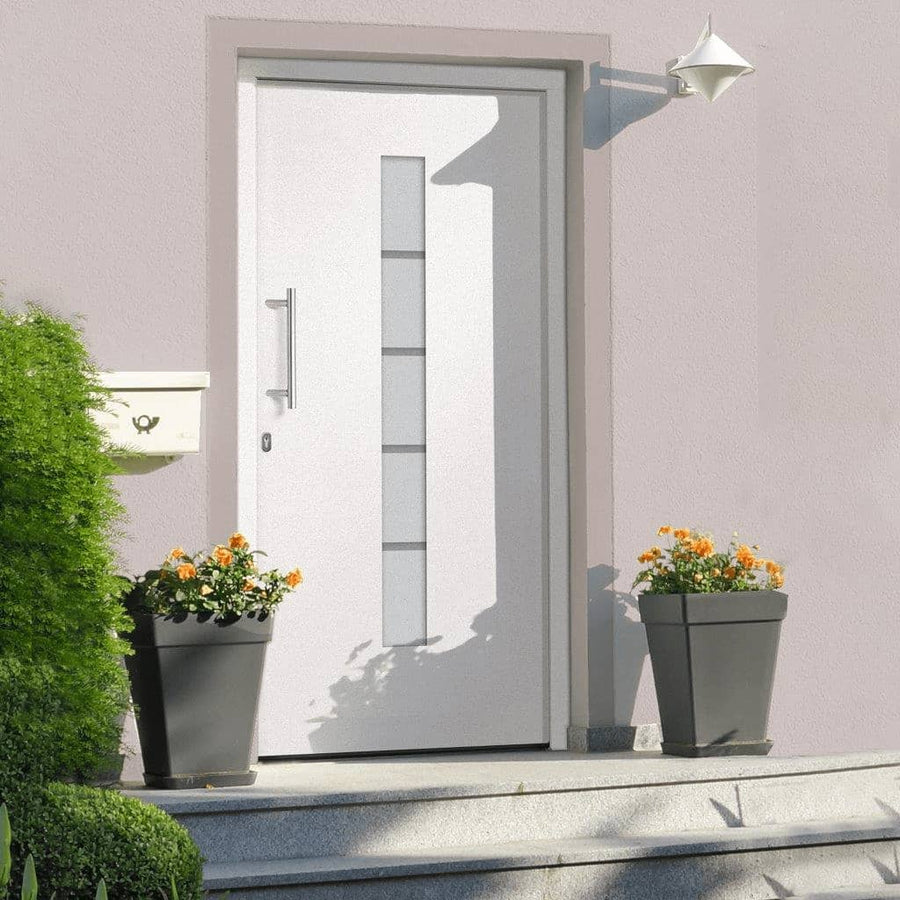Voordeur 100x200 cm aluminium en PVC wit 100 x 200 cm Links
