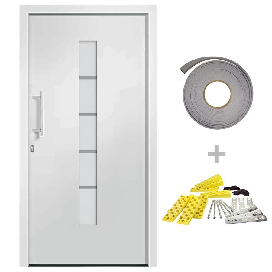 Voordeur 100x210 cm aluminium en PVC wit 1 100 x 210 cm Wit